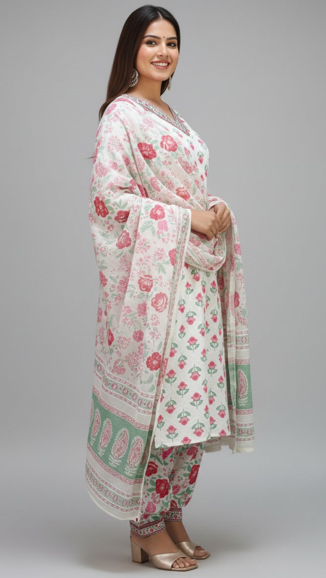 Emerging Blossoms Jaipur Cotton Kurti Set