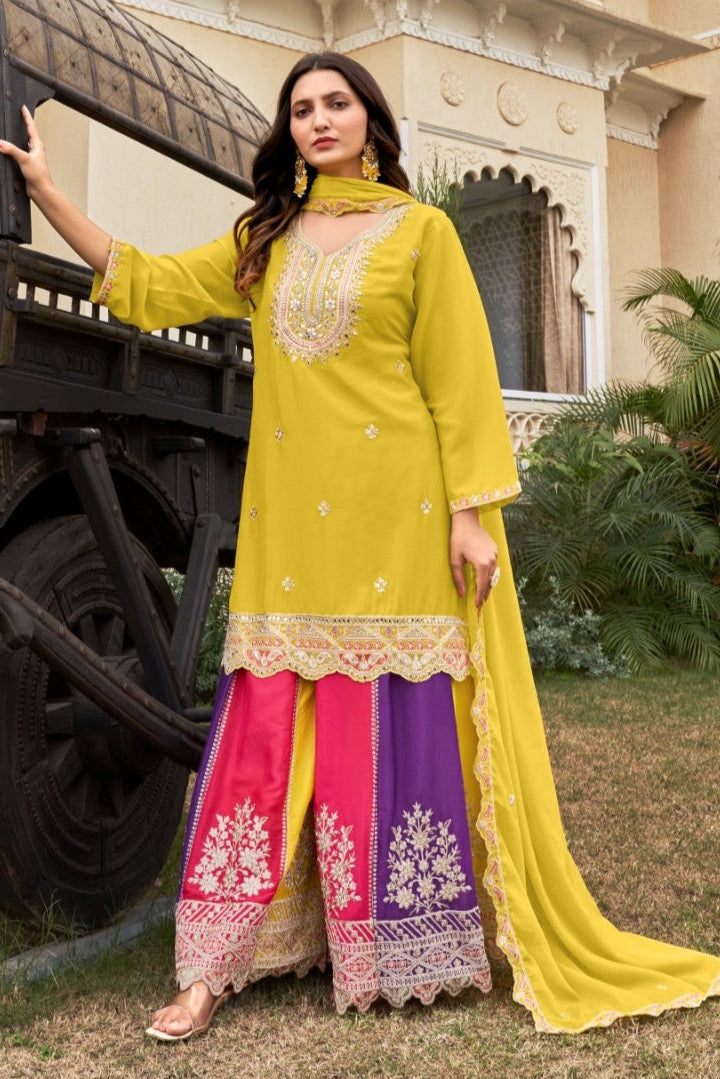 Its A Beautiful Chinnon Silk Kurti Set