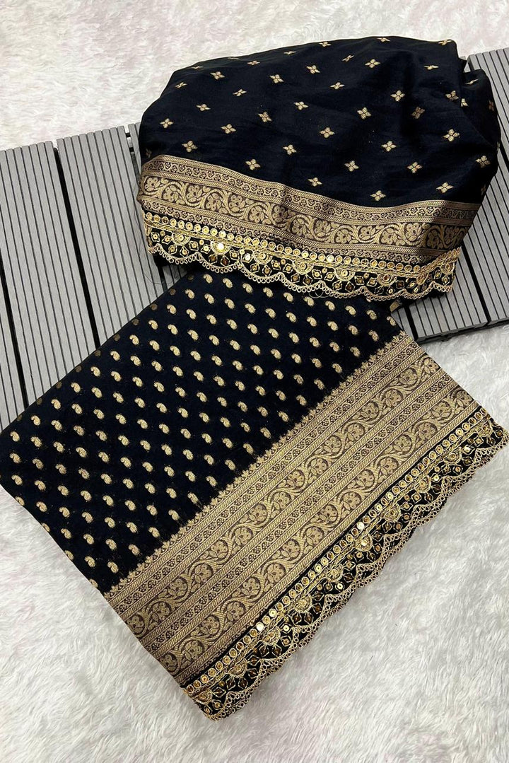 Golden Origin Designer Black Georgette Saree