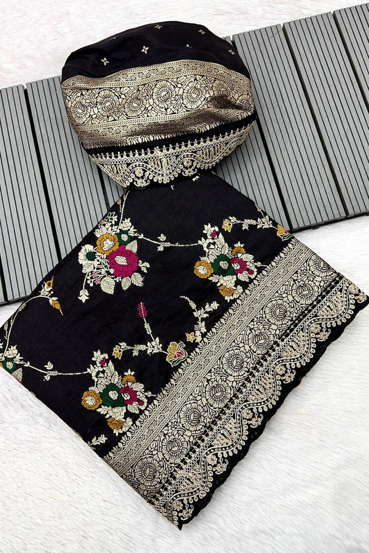 Golden Origin Designer Black Georgette Saree