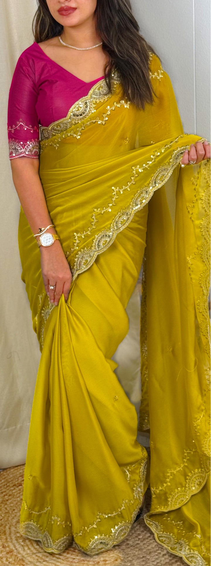 Presence Of Nature Rangoli Yellow Silk Saree