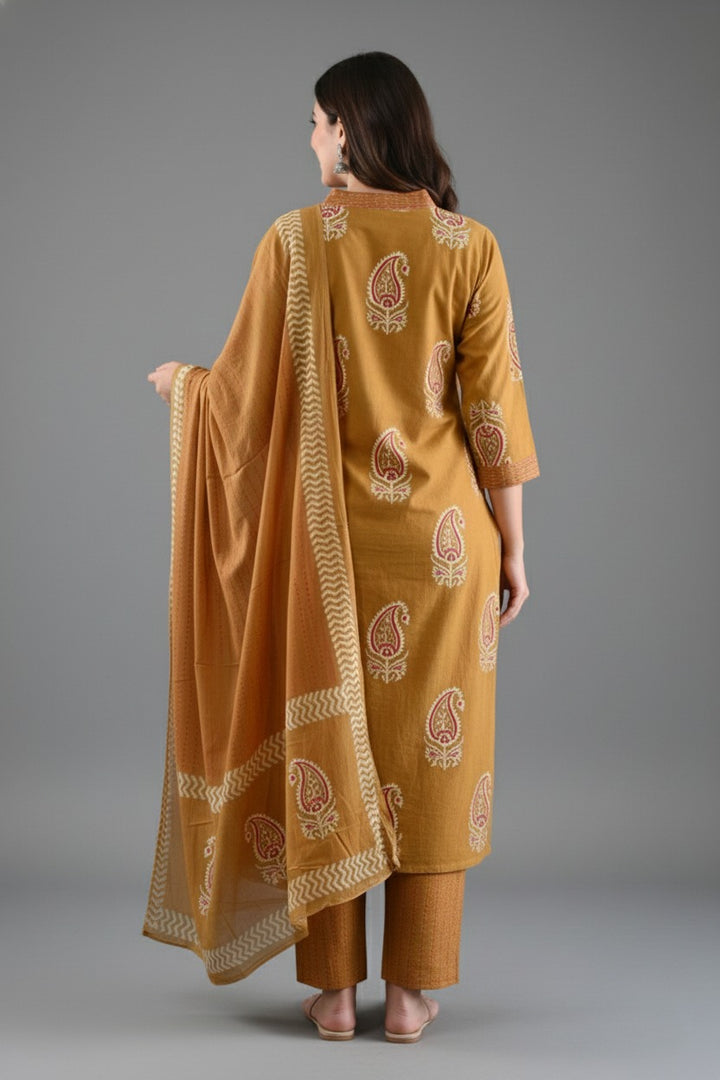 Hues Carnation Cotton Kurti Set