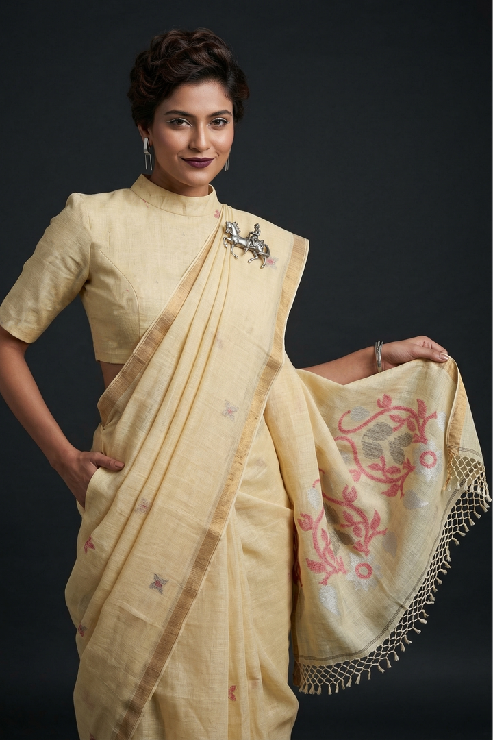 Summer Petal Linen Benarasi