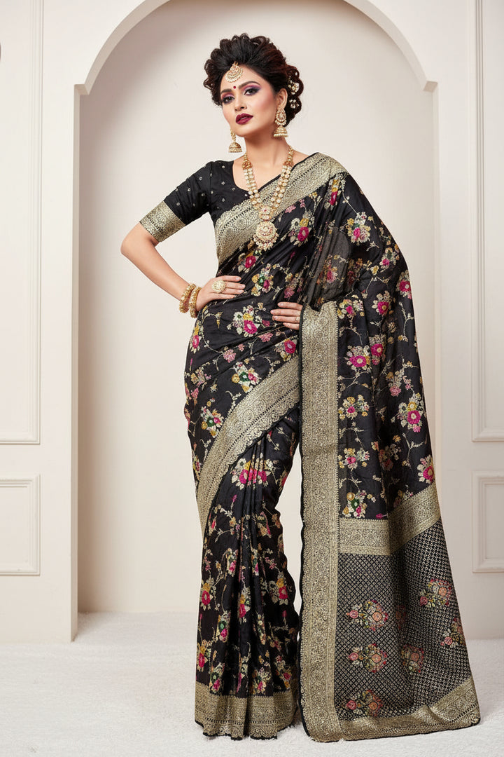 Golden Origin Designer Black Georgette Saree