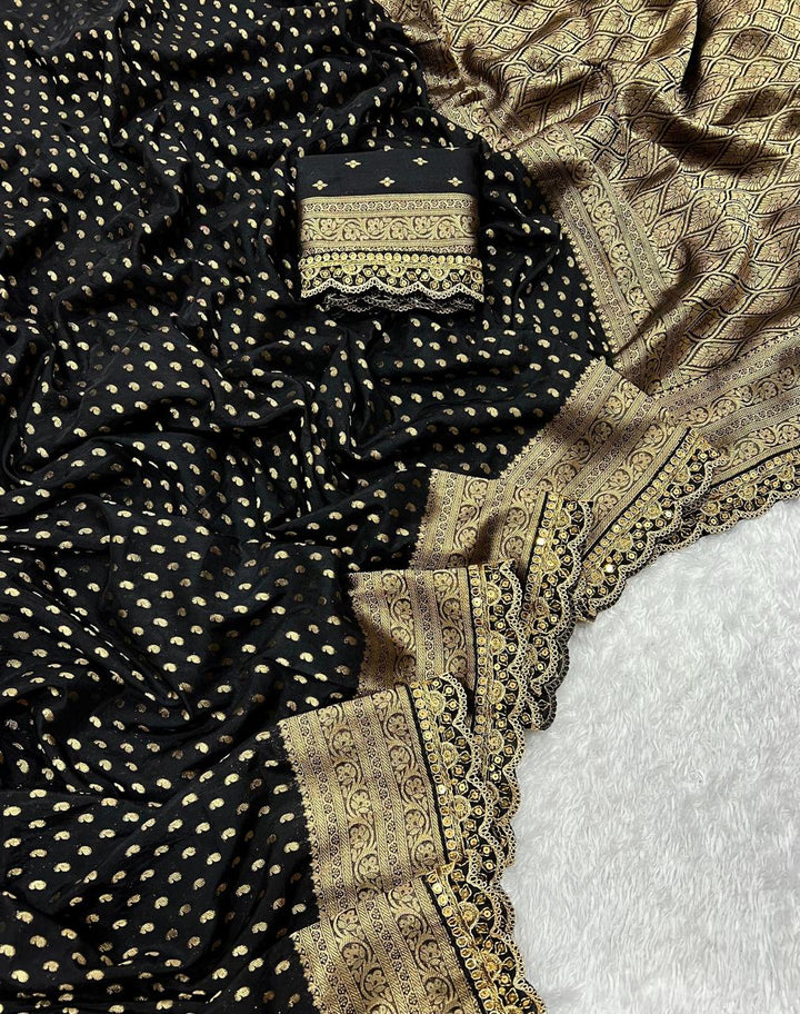 Golden Origin Designer Black Georgette Saree