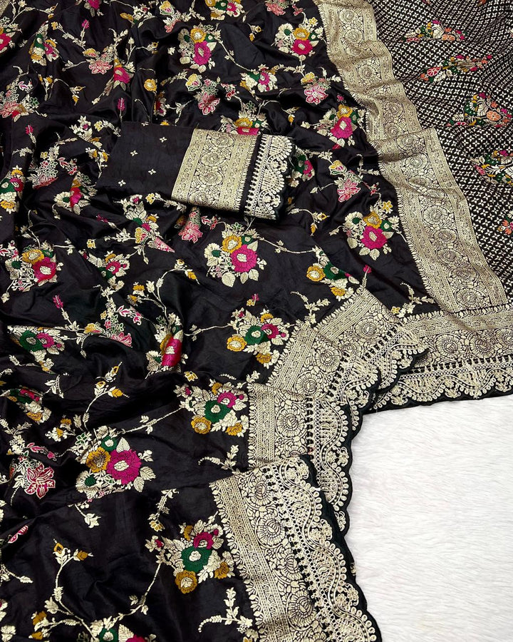 Golden Origin Designer Black Georgette Saree