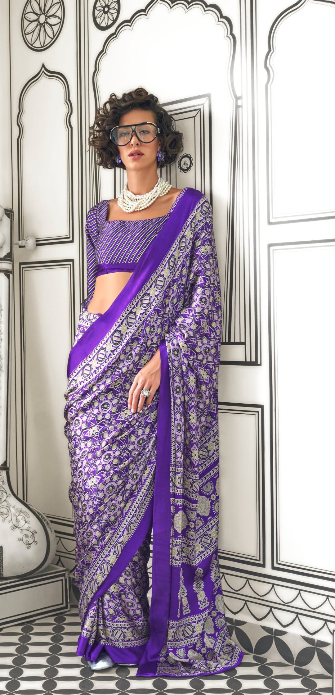 New-Fashioned Ajrakh  Printed Saree