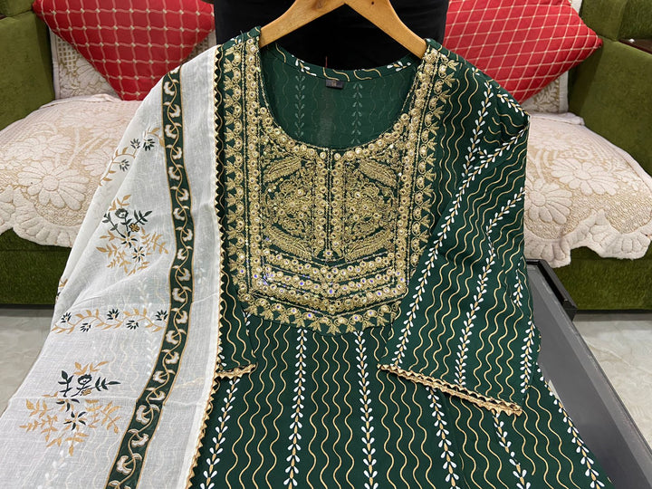 Sacred Green Jaipur Kurti Set