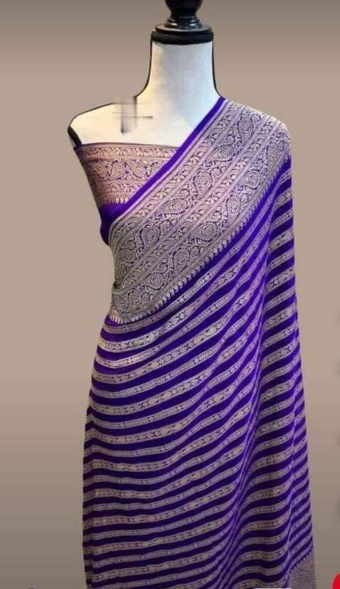 Preciously Kept In Banarasi Georgette  Silk Saree(Stripe Stroke)