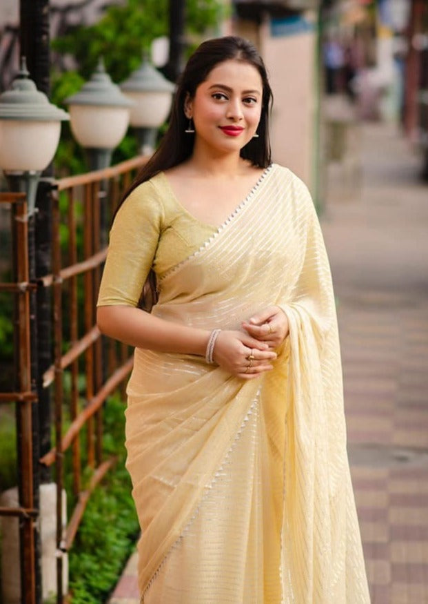 Chiffon Fun(Cream Color saree)