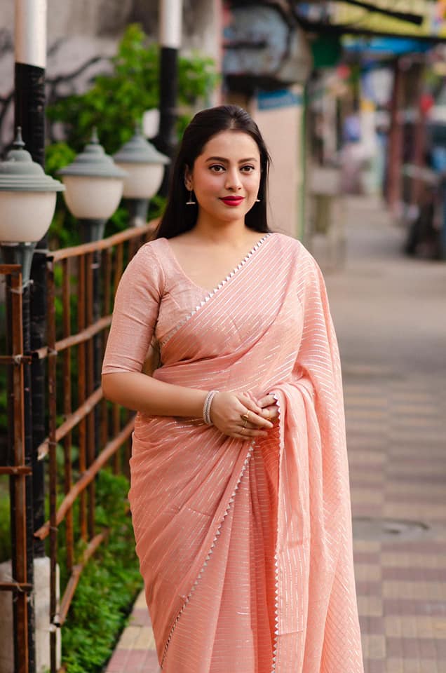 Chiffon Fun(Peach Color Saree)