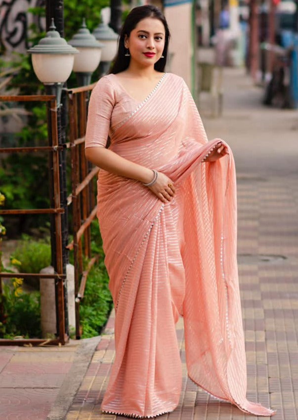 Chiffon Fun(Peach Color Saree)