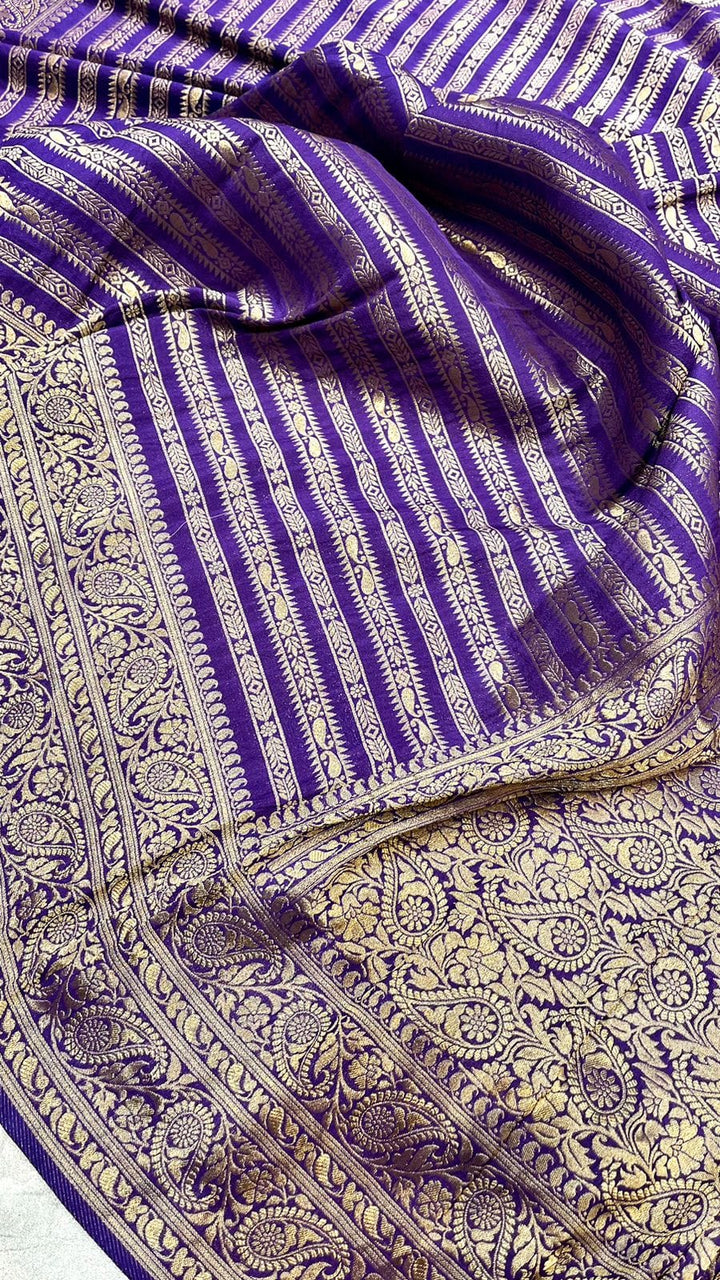 Preciously Kept In Banarasi Georgette  Silk Saree(Stripe Stroke)