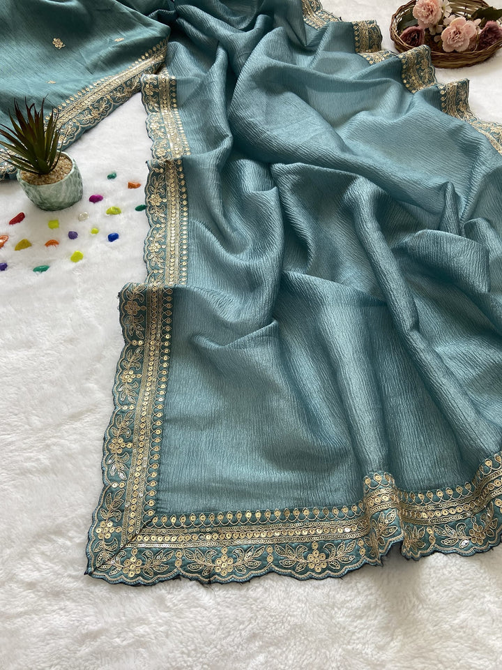 Epitome Of Elegance (Crush Silk Saree)