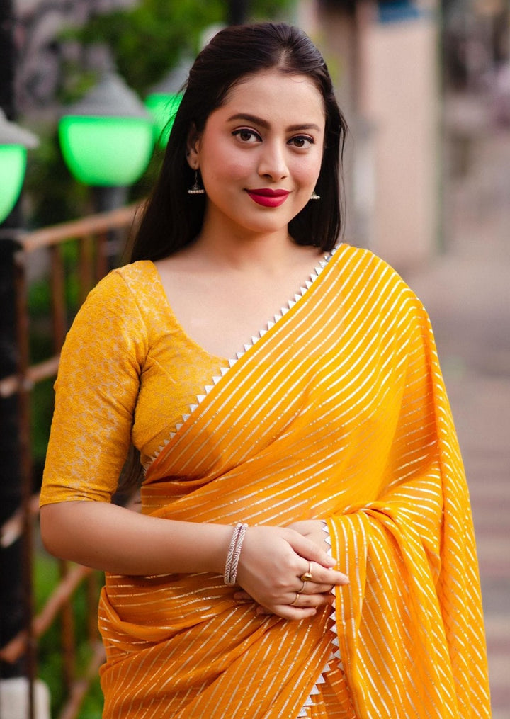 Chiffon Fun (Mustard Color Saree)