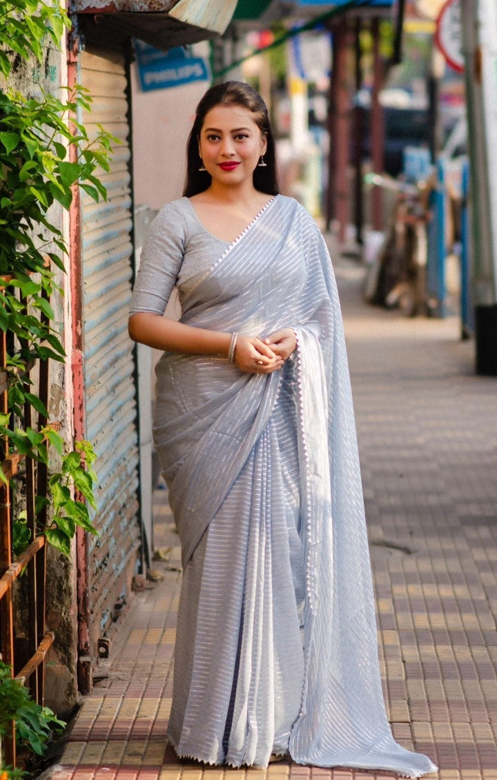 Chiffon Fun(Antique Gray Color Saree)