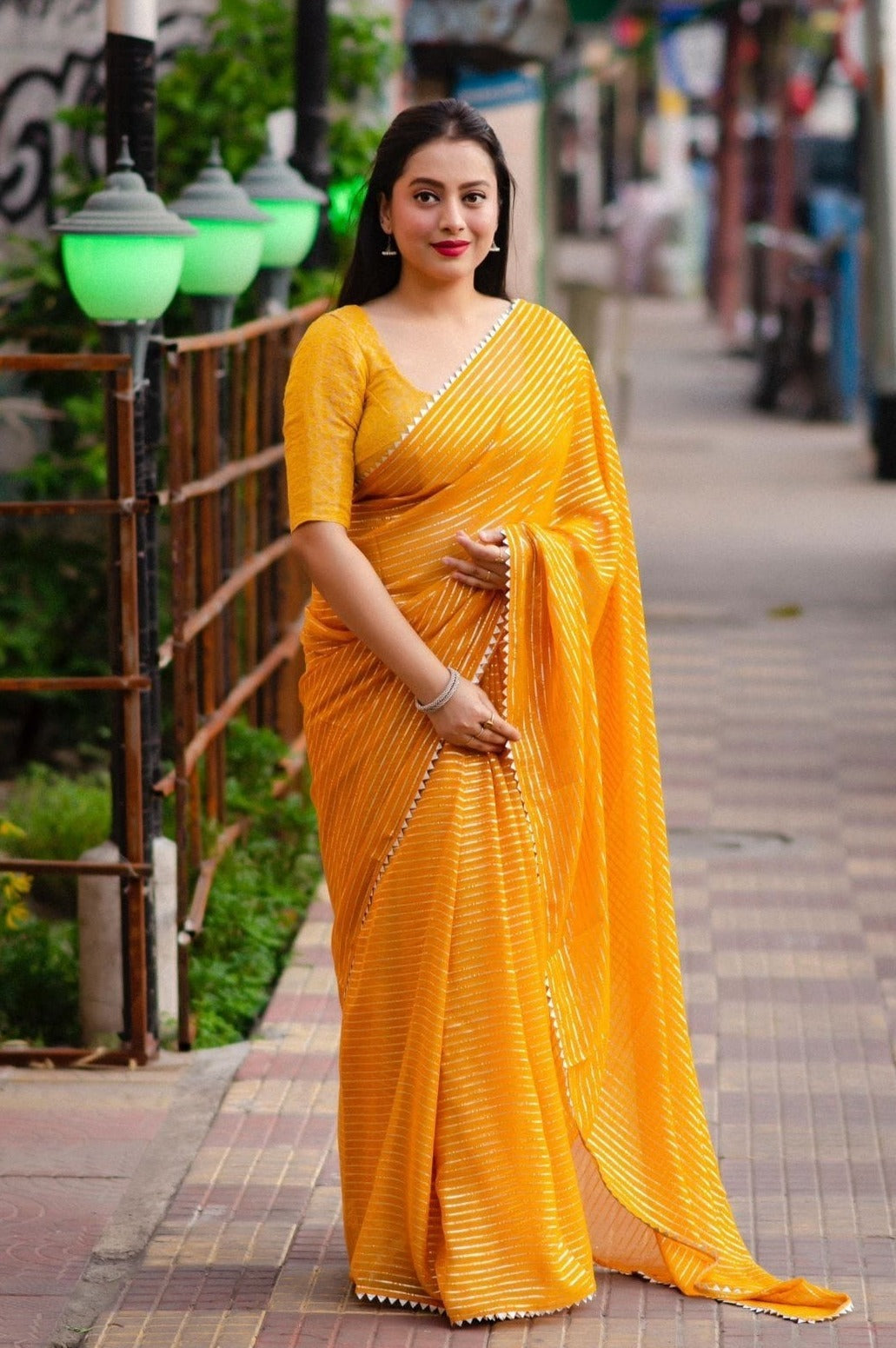 Chiffon Fun (Mustard Color Saree)