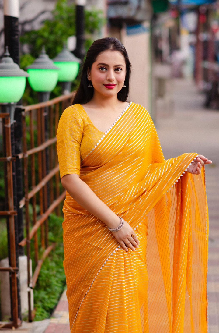 Chiffon Fun (Mustard Color Saree)