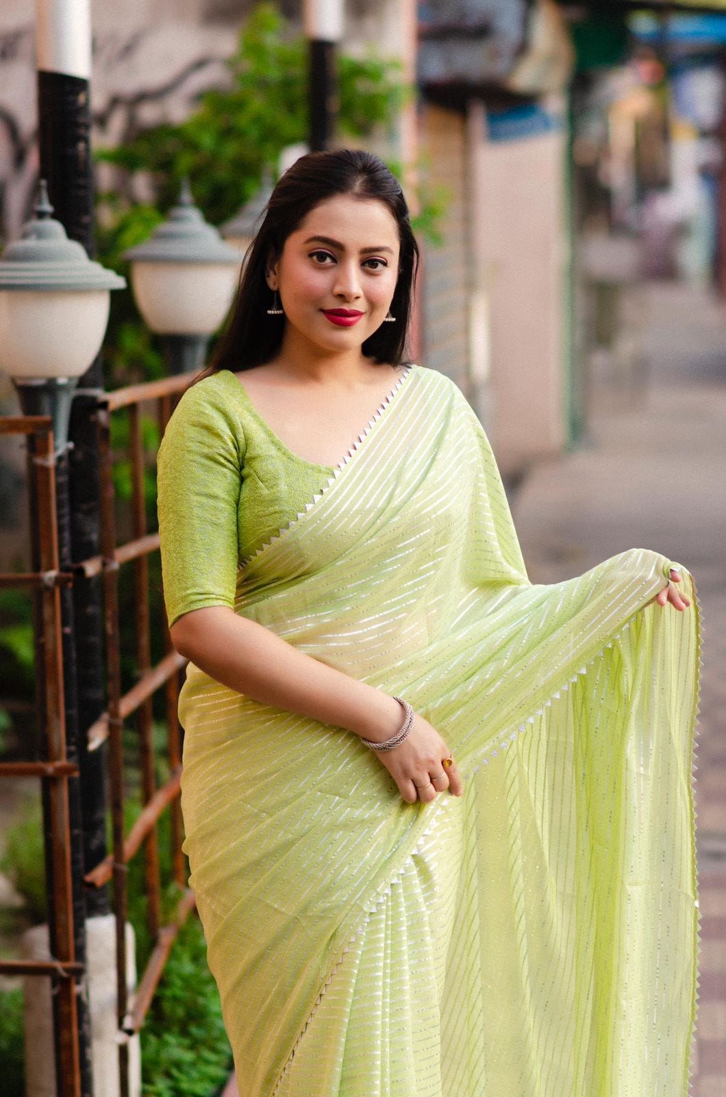 Chiffon Fun(Mint Green Saree)