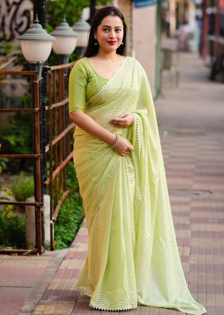 Chiffon Fun(Mint Green Saree)