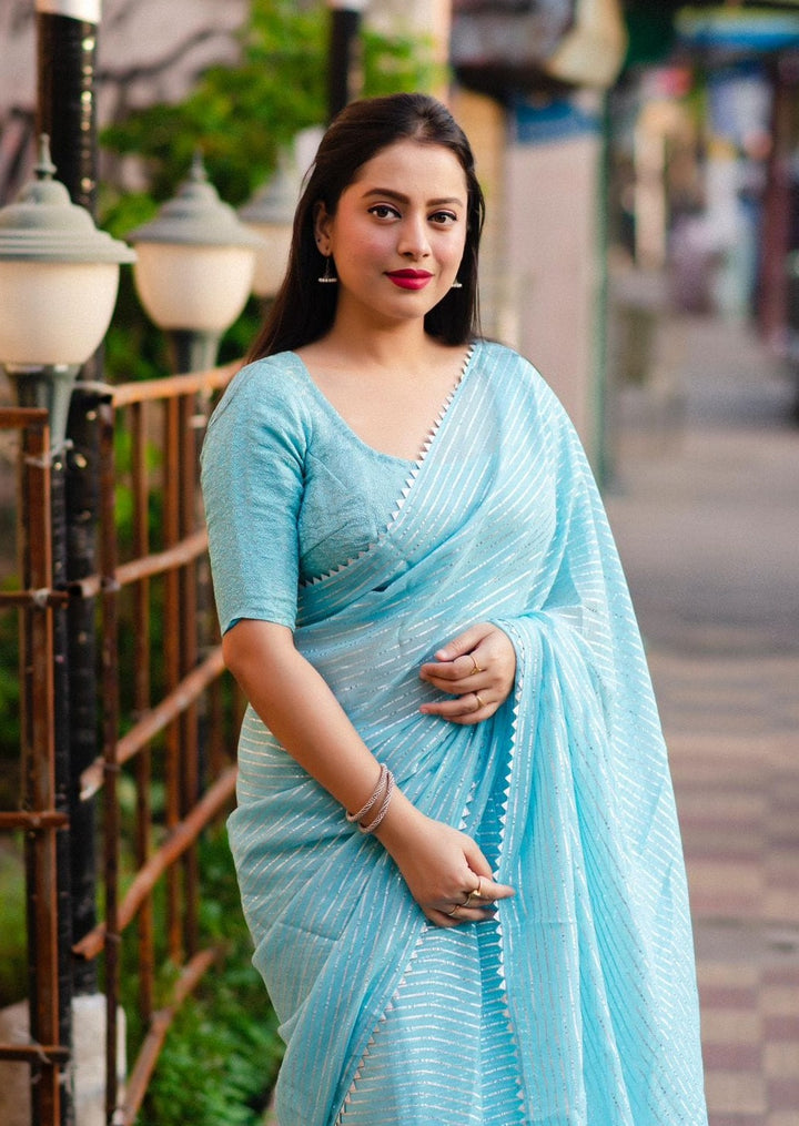 Chiffon Fun(Sky Blue Color Saree)