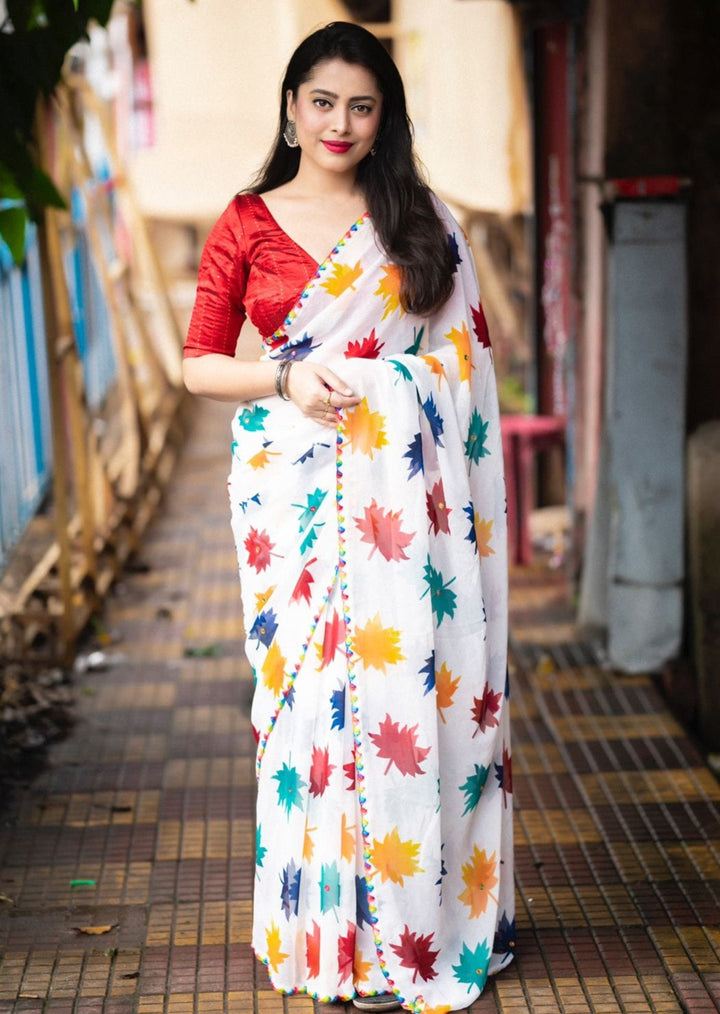 Hypnotic Maple- A Multicolor Design (Georgette Saree)