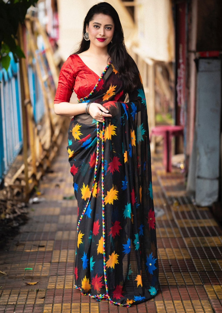 Hypnotic Maple- A Multicolor Design (Georgette Saree)