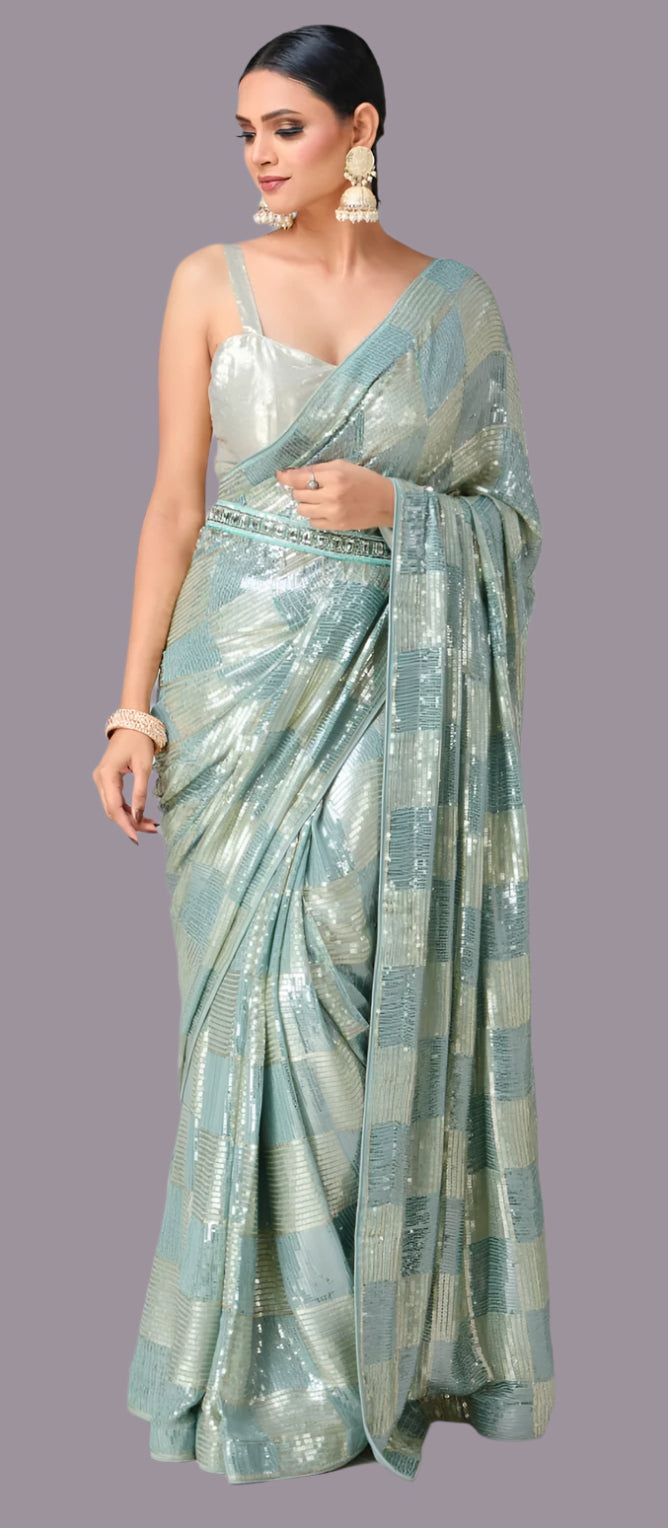 Glam Tour Georgette Silk Saree