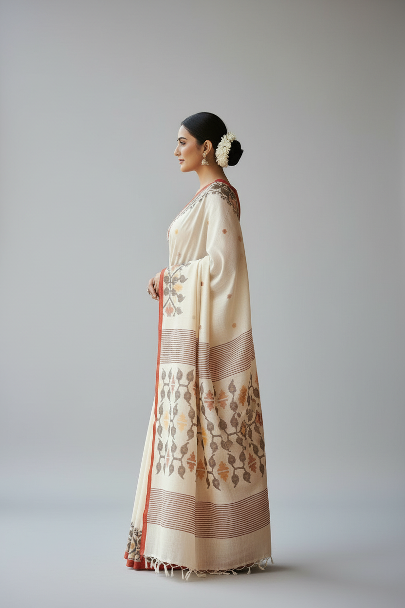 Heritage Of Bengal Khadi Cotton Saree