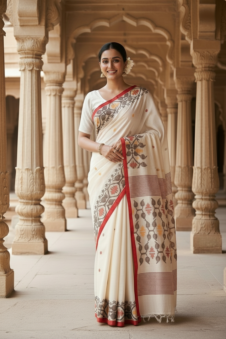 Heritage Of Bengal Khadi Cotton Saree