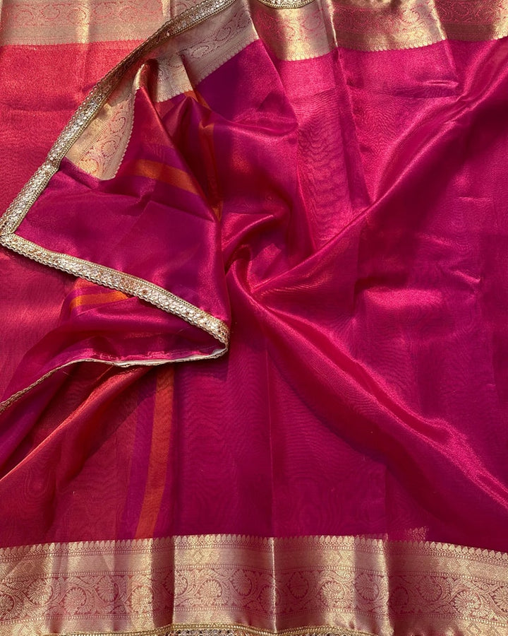 September Song Banarasi Tissue Katan Pink Silk Saree