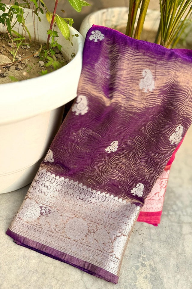 Wildwood Flower Banarasi Tissue Katan Silk Saree