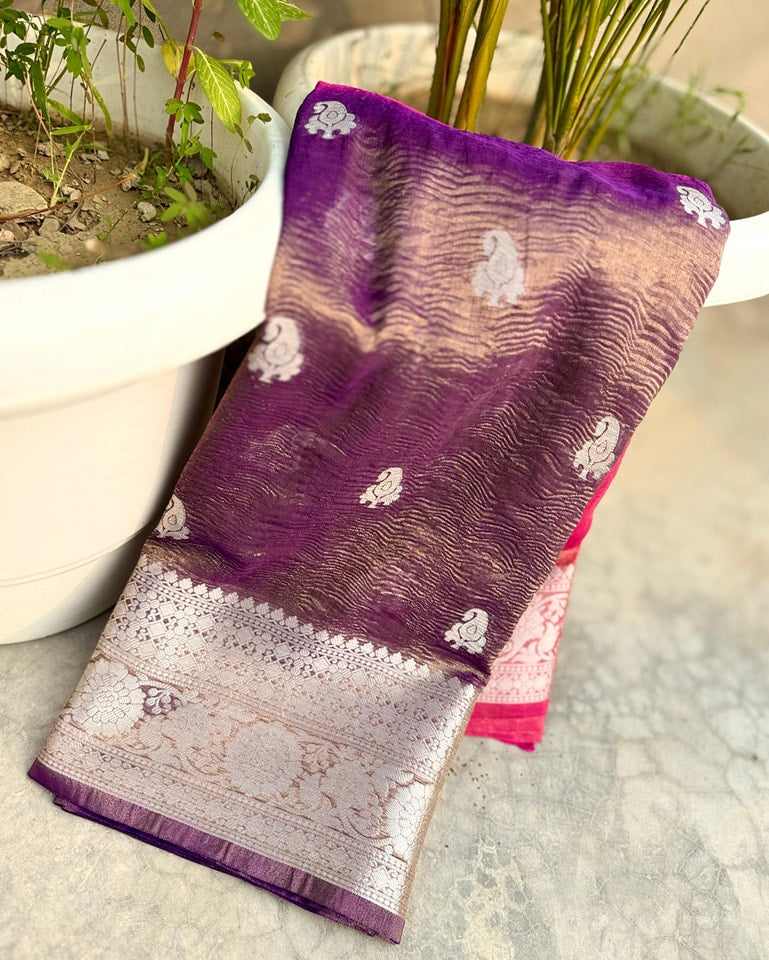 Wildwood Flower Banarasi Tissue Katan Silk Saree