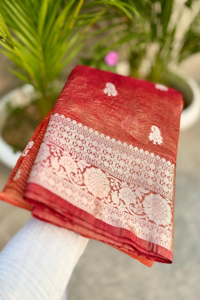 Wildwood Flower Banarasi Tissue Katan Silk Saree