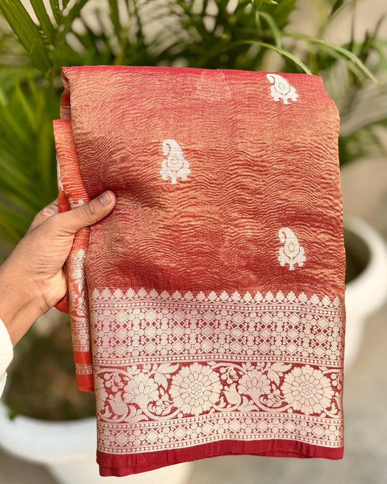 Wildwood Flower Banarasi Tissue Katan Silk Saree