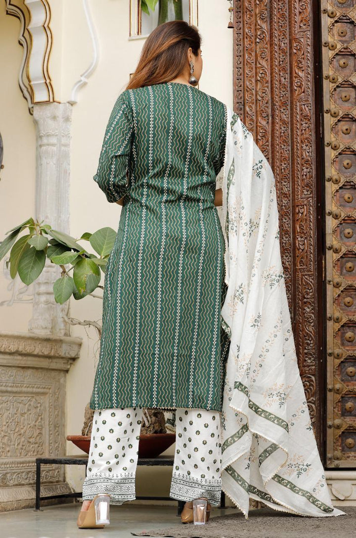 Sacred Green Jaipur Kurti Set