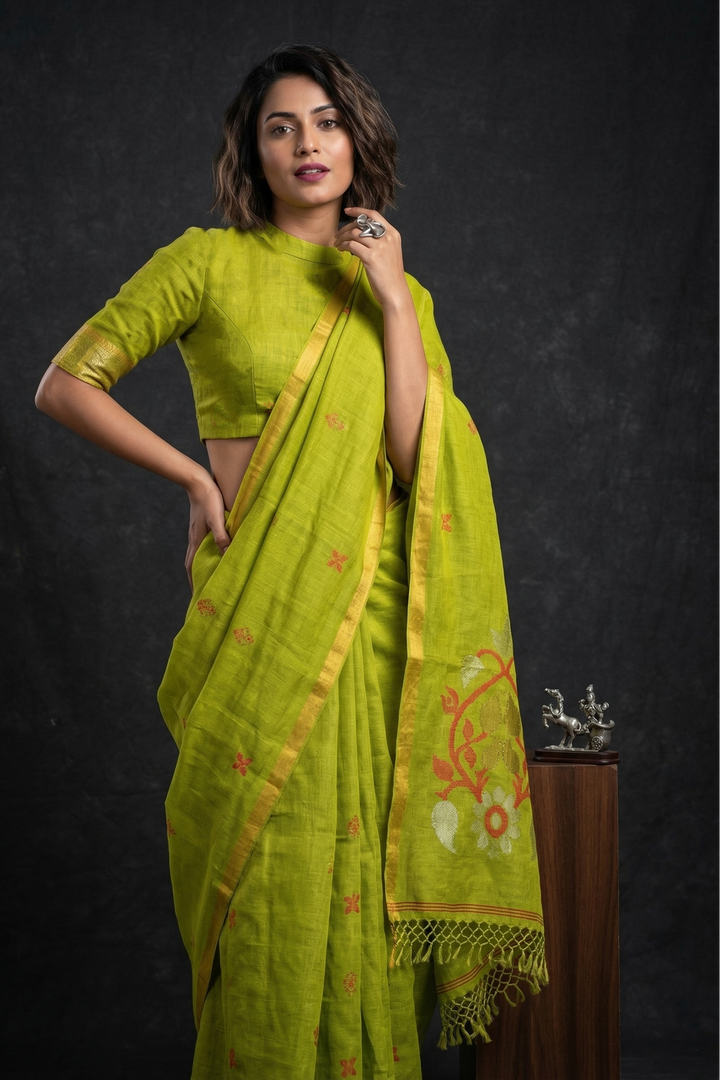 Summer Petal Linen Benarasi
