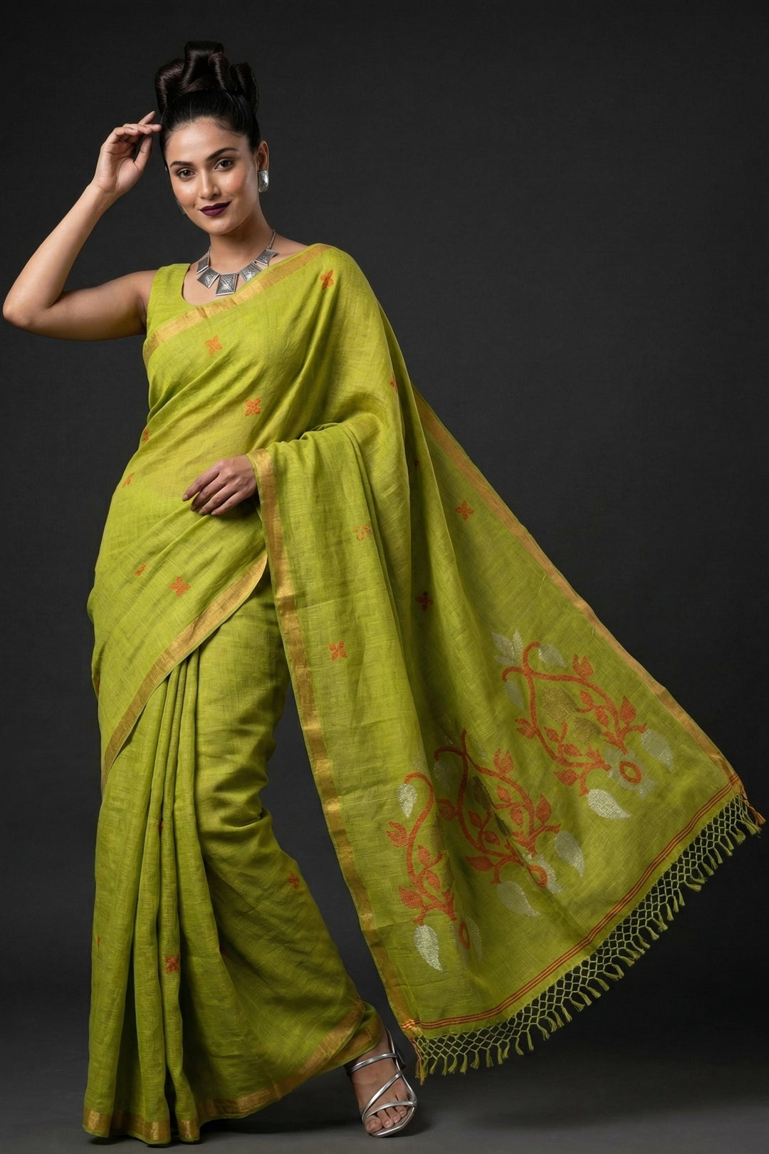 Summer Petal Linen Benarasi