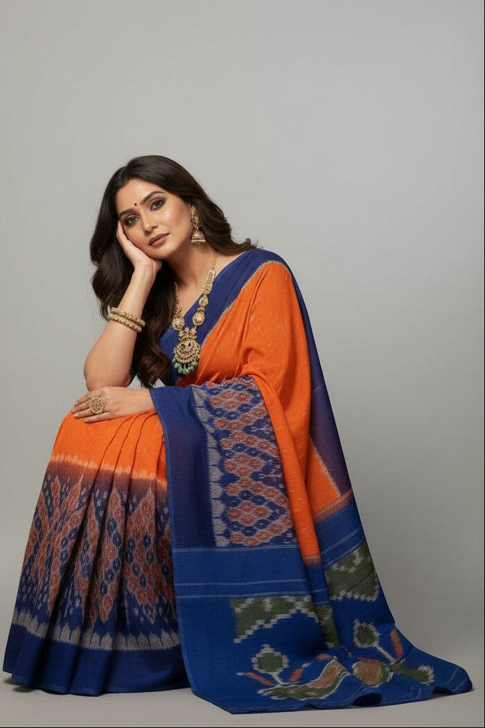 Ikkat Print Linen Saree
