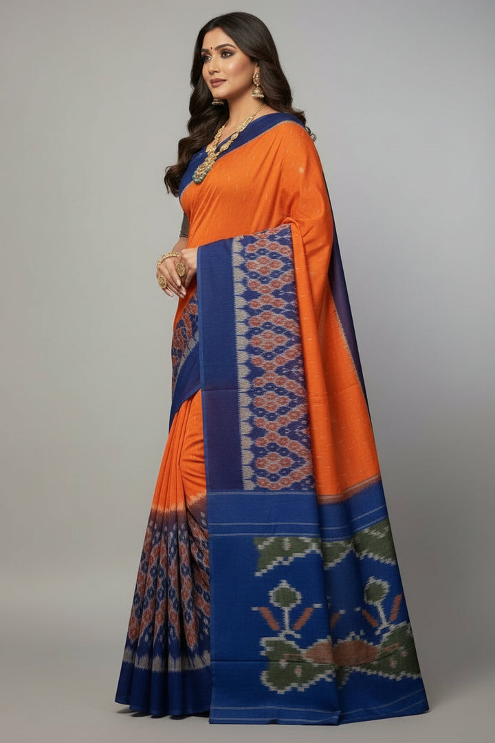 Ikkat Print Linen Saree