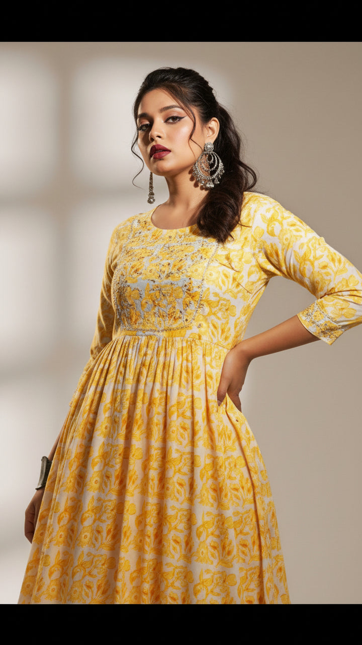 Yellow Heart- Kurti Set