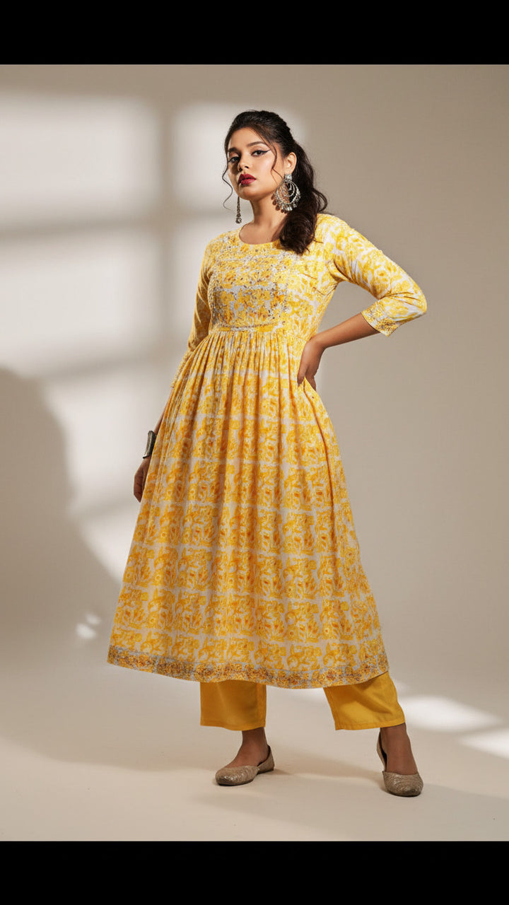 Yellow Heart- Kurti Set