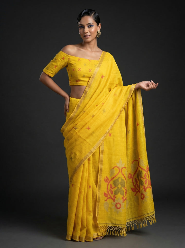 Summer Petal Linen Benarasi