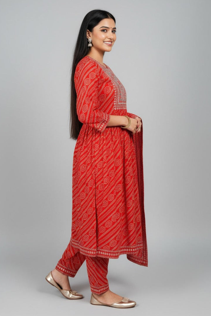 Patterns Of Bandhani -Naira Cut Kurti Set