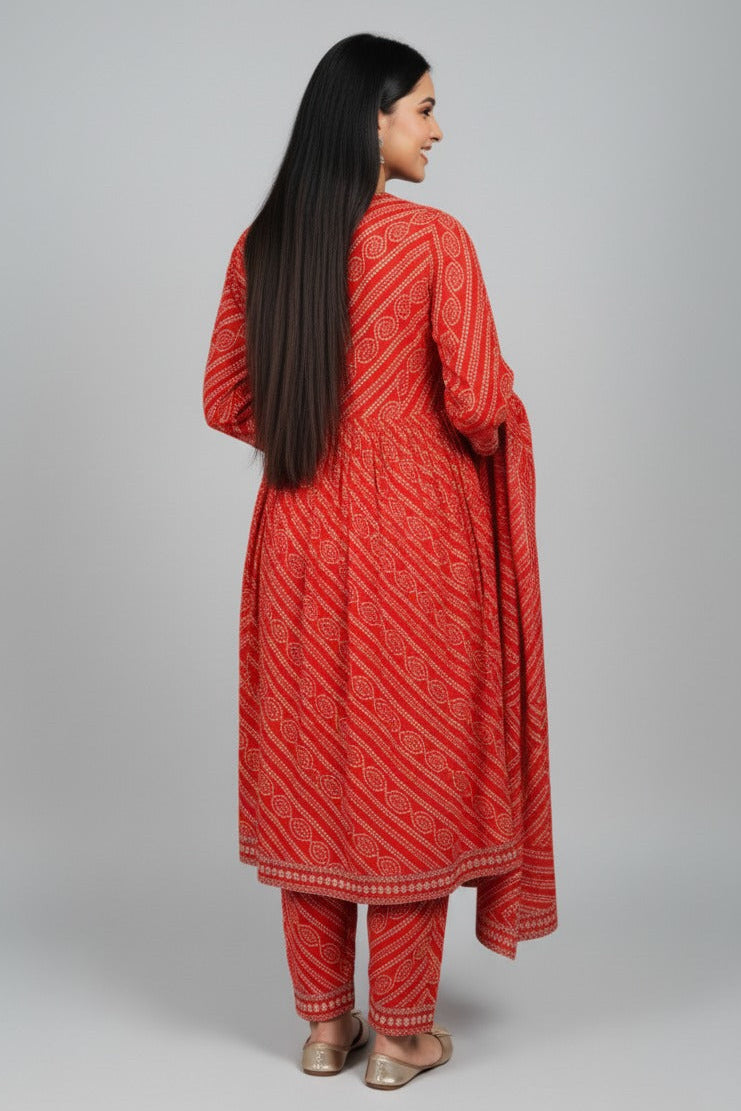 Patterns Of Bandhani -Naira Cut Kurti Set
