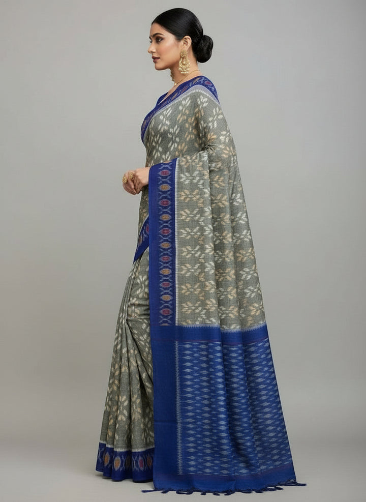 Ikkat Print Linen Saree