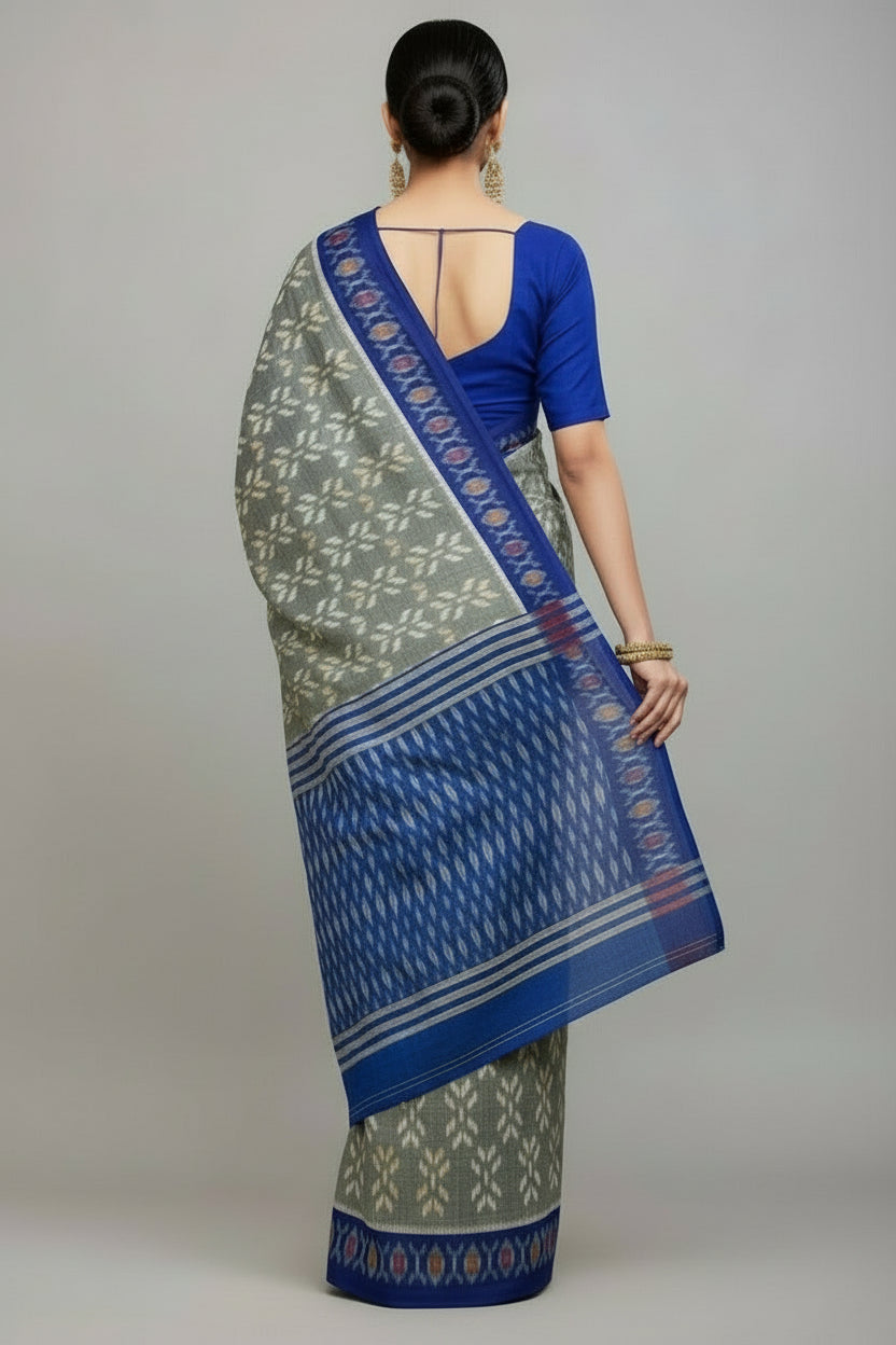 Ikkat Print Linen Saree