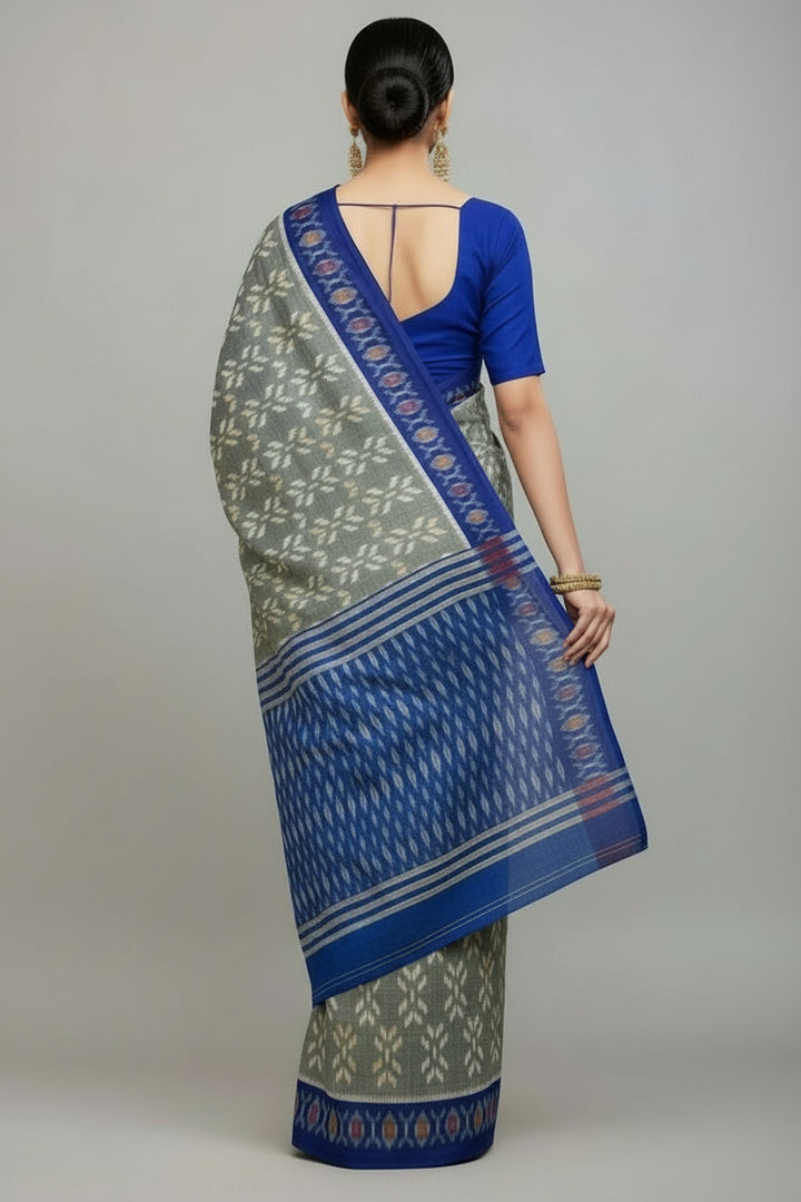 Ikkat Print Linen Saree