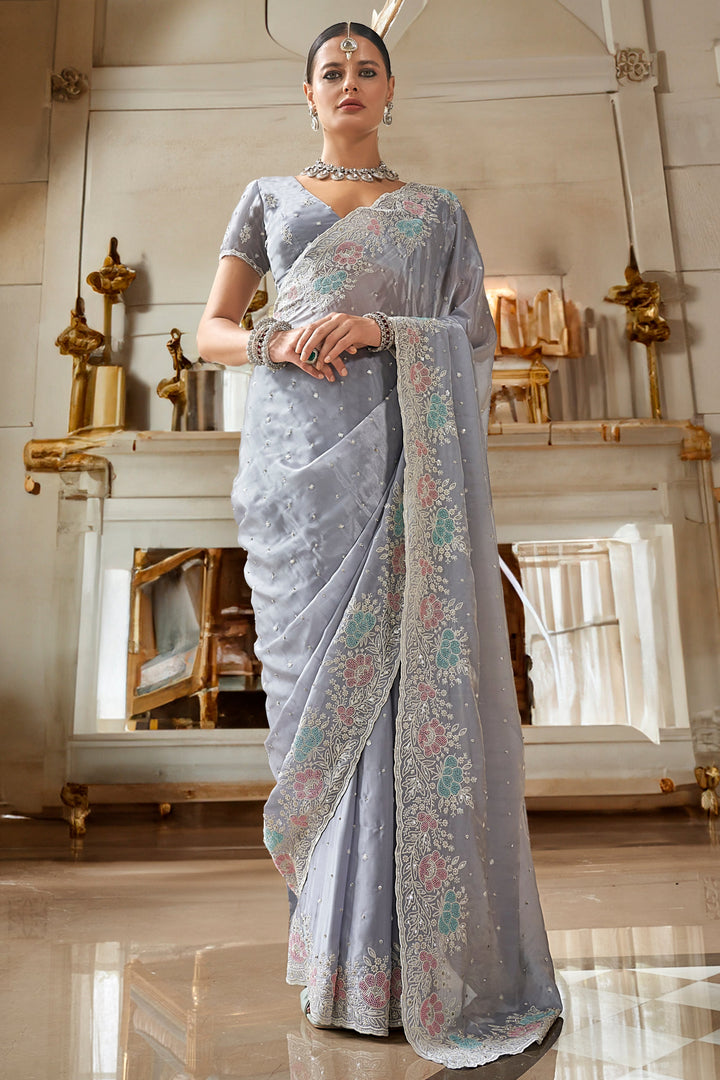 Autumn Song Tissue Georgette Silk Saree