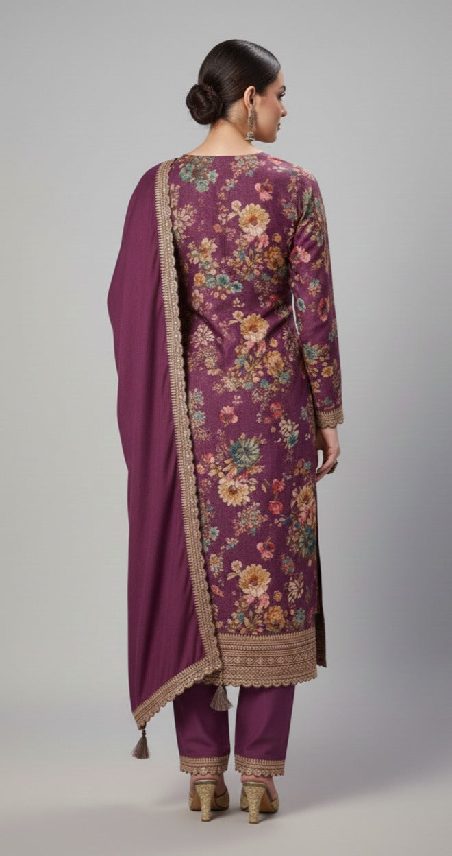 Retro Vibe Chinnon Silk Kurti Set